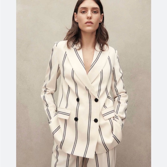 jaeger Jackets & Blazers - Jaeger Striped Double-Breasted Blazer